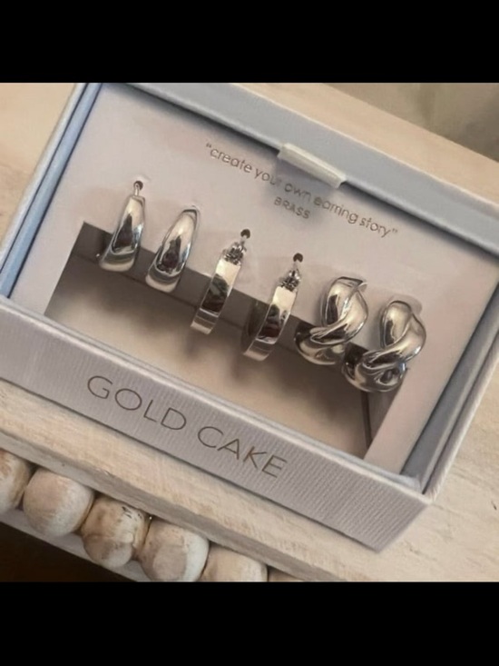 ⚡️Gold Cake 3 Hoop Earring Set - Silver - Picture 2 of 2